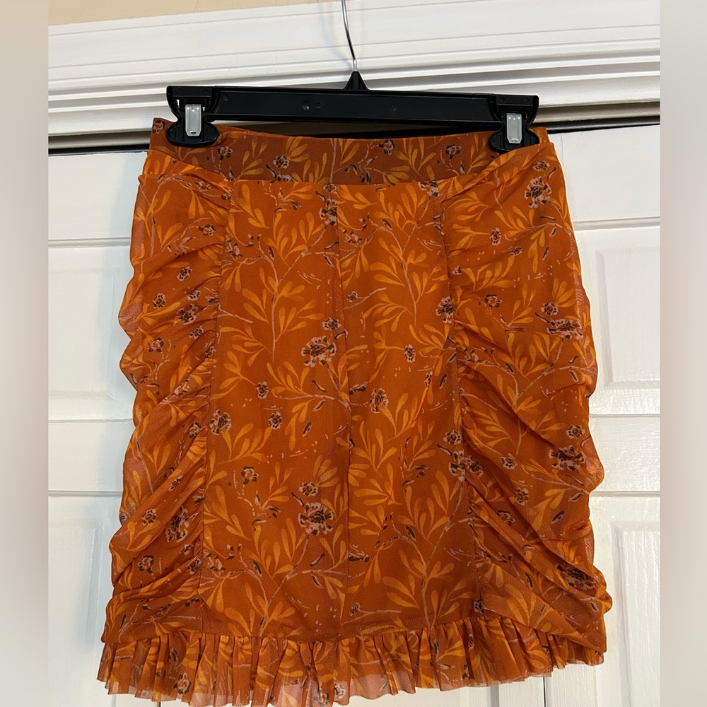 Free People Ruched Floral Mini Skirt